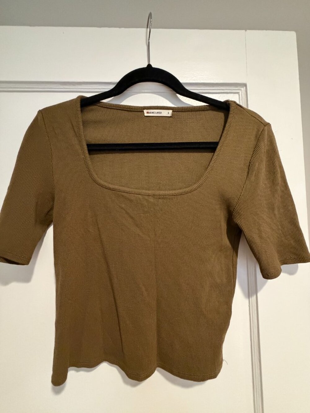 Marine Layer Olive Green Short Sleeve Scoop Neck Tee